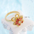 Anillo Flor Giratoria Ajustable | Circón Dorado | Diseño Encantador | Ticotrendy