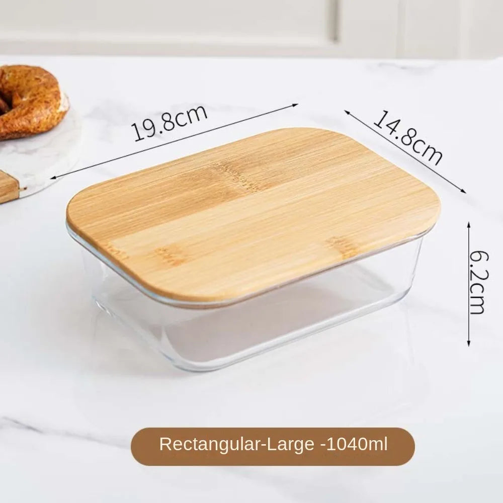 Fiambrera de Vidrio para Oficina | Tapa de Bambú y Apto para Microondas | Antifugas y Fresco |