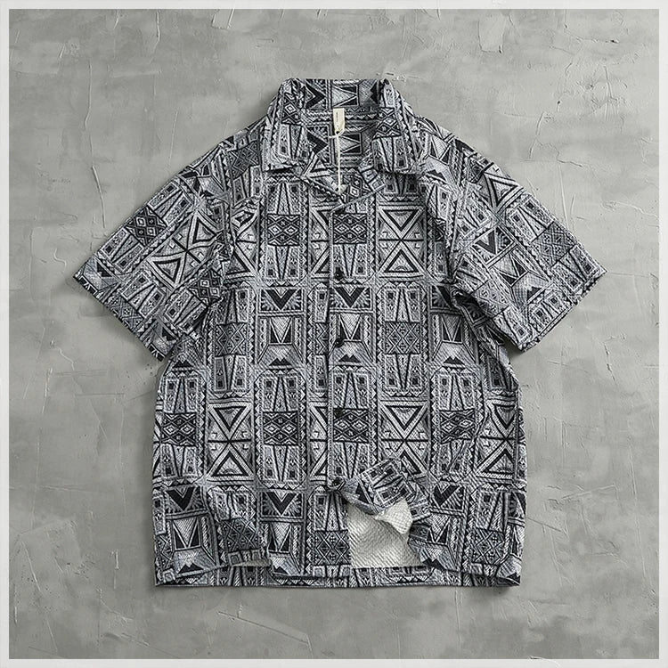 Camisa Hawaiana Hombre | Estampado Geométrico | Manga Corta | Verano | Ticotrendy Costa Rica