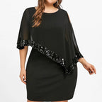 Vestido de Fiesta | Talla Grande | Lentejuelas y Hombros Descubiertos