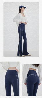 Pantalón Acampanado Curva Raya | Micro Flare Tobillo Dividido | Piel Tiburón Cintura Alta Sexy