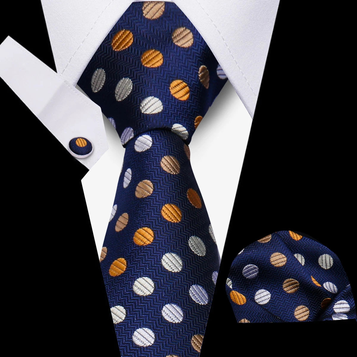 Conjunto Corbata Pañuelo Gemelos Negocios Boda Accesorio De Moda