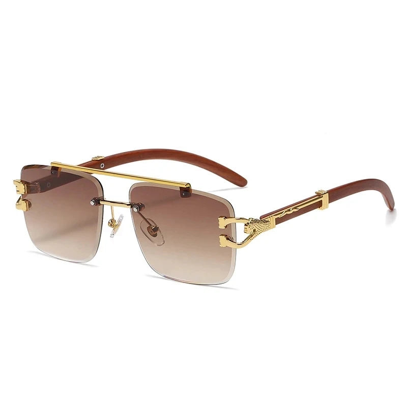 Gafas de Sol Retro | Montura Cuadrada y Parte Superior Plana | Doble Puente