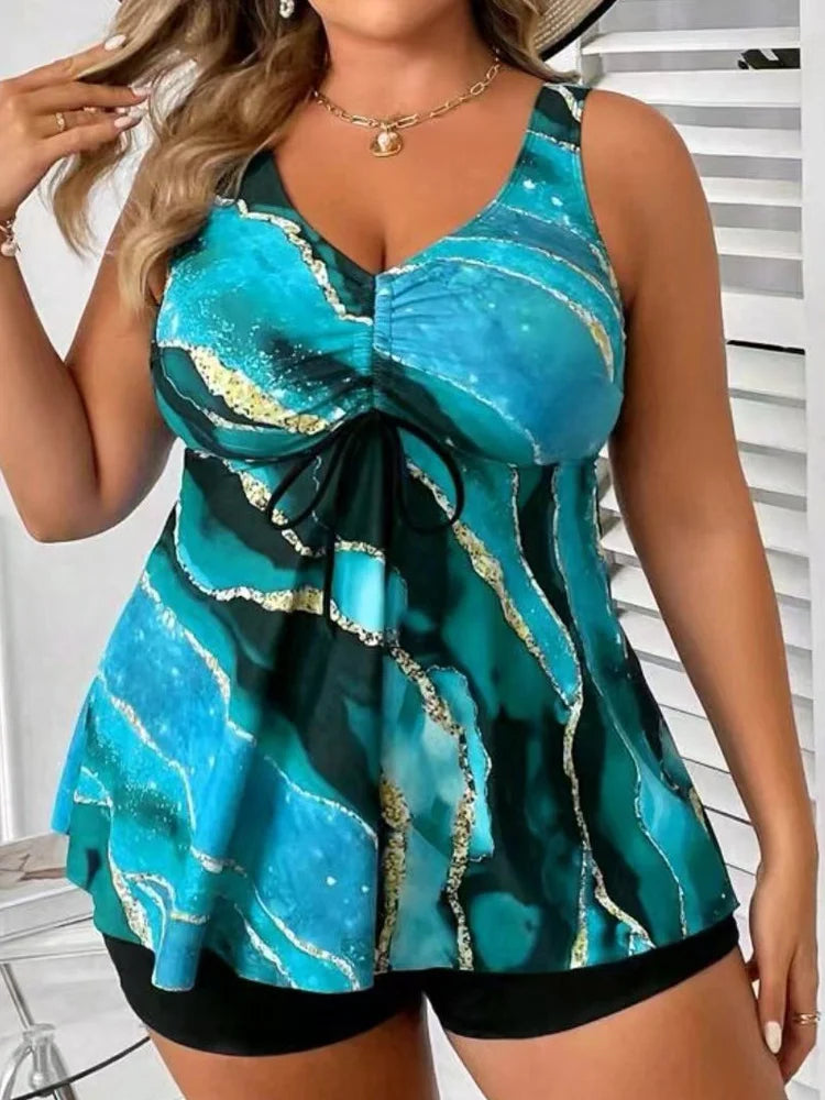 Tankini Estampado de Cintura Alta con Tirantes | 6 Colores
