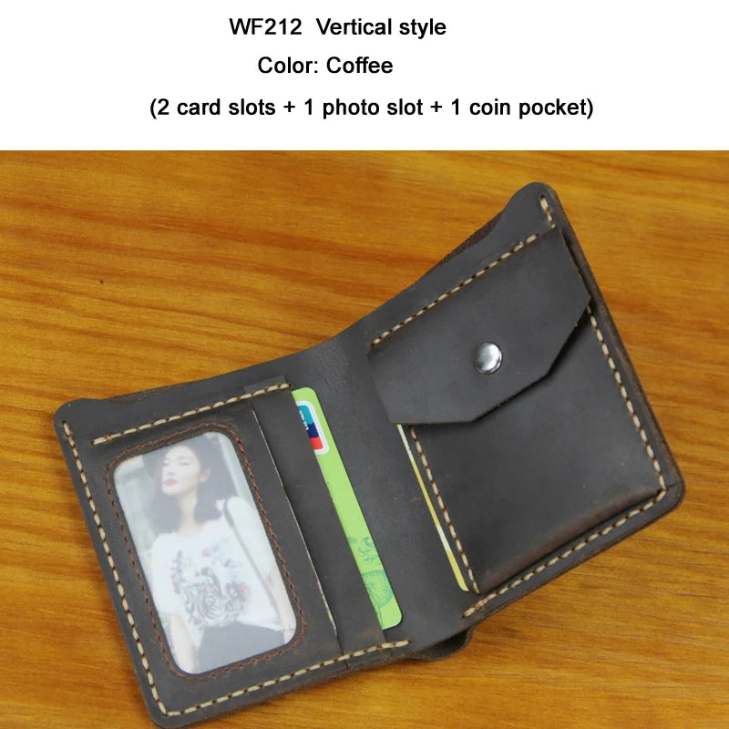Cartera de Cuero Crazy Horse para Hombre | Hecha a Mano | Clips de Cuero | Bolsillo Vertical