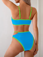Bikini Sin Espalda Color Bloqueado Sexy - Traje de Baño 2025