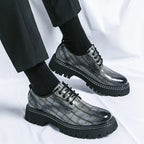 Zapatos Vestir Marrones Hombre | A Cuadros Cordones Punta Redonda Informal Negocios