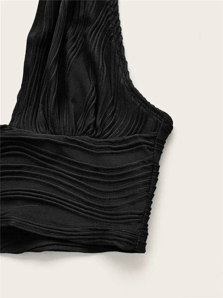 Top corto con espalda descubierta para mujer, Top Sexy liso con cuello Halter, ropa Y2K Grunge de estilo callejero, Top sin mangas para discoteca, ropa de calle 2024