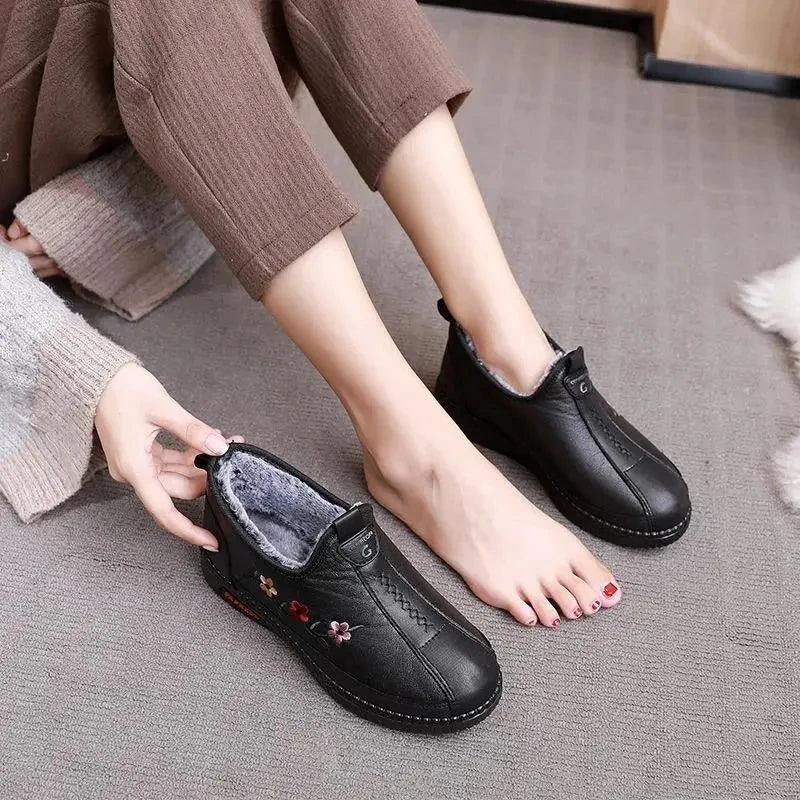 Zapatillas De Invierno Para Mamá | Mocasines Tipo Oxford Felpa Calidad