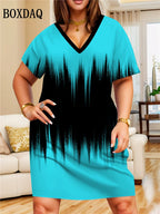 Vestido Degradado Verano | Manga Corta Holgado | Cuello V Talla 6XL | Tico Trendy