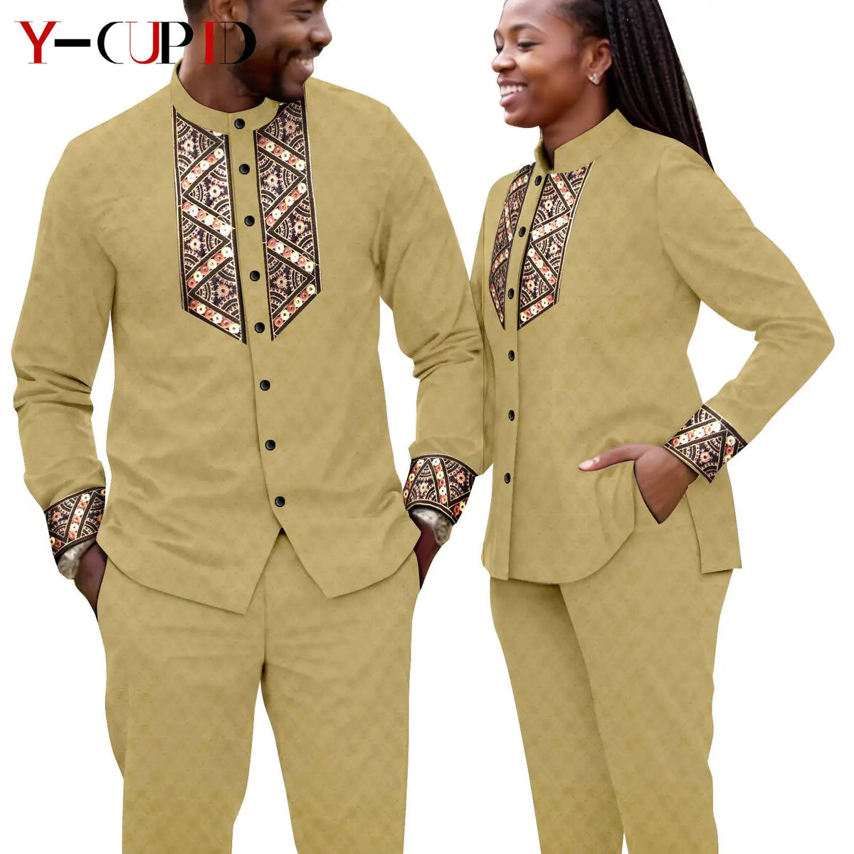 Conjunto Jacquard Africano Boda Pareja | Blusa y Pantalón | Tallas XS-6XL | Tico Trendy