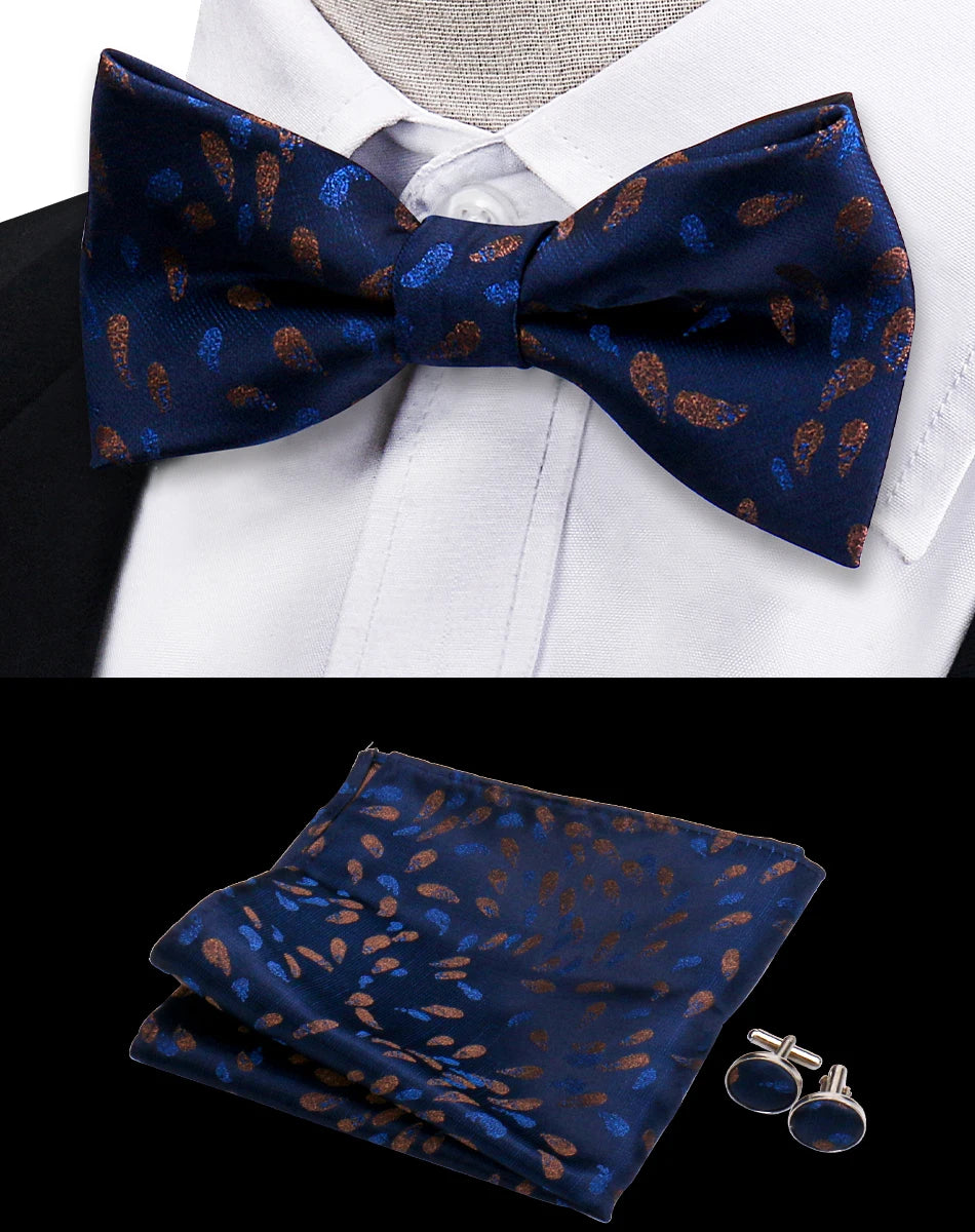 Conjunto Pajarita Pañuelo Gemelos Estilo Novedad Elegancia Pura Vida