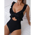 Traje de Baño de Una Pieza con Volantes - Monocromático y Sexy 2024
