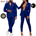 Traje Formal Africano Bazin Riche Pareja | Chaqueta con Broche | Tallas S-6XL | Tico Trendy