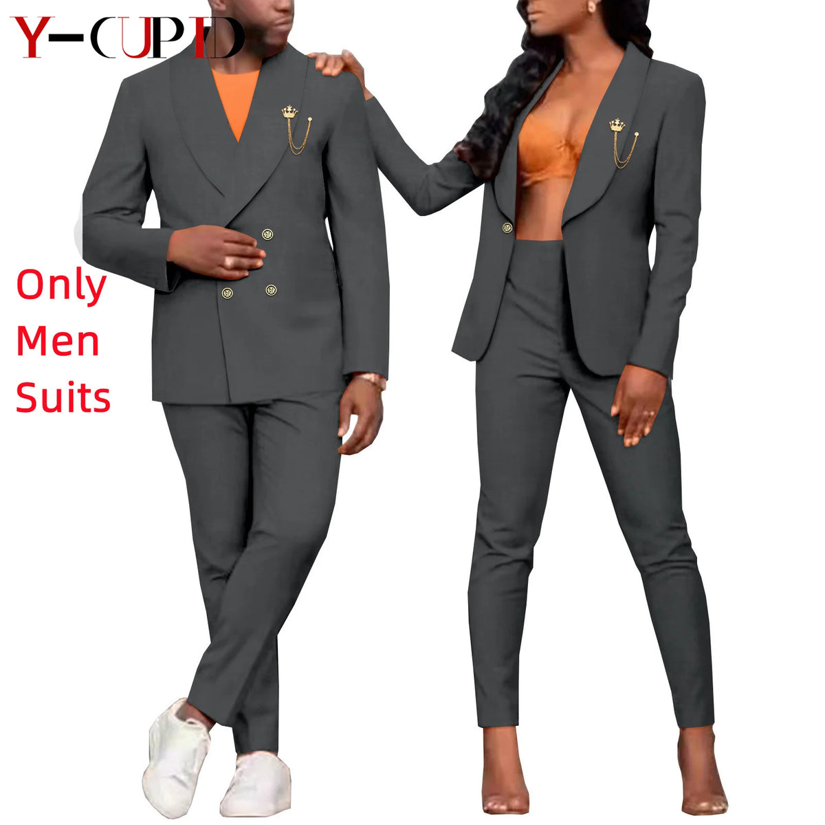 Traje Formal Africano Bazin Riche Pareja | Chaqueta con Broche | Tallas S-6XL | Tico Trendy