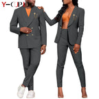 Traje Formal Africano Bazin Riche Pareja | Chaqueta con Broche | Tallas S-6XL | Tico Trendy