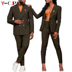 Traje Formal Africano Bazin Riche Pareja | Chaqueta con Broche | Tallas S-6XL | Tico Trendy