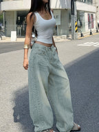 Jeans Rectos Vintage Mujer | Ticotrendy Denim Clásico Lavado Loose Fit Casual