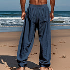 Men's Casual Linen Pants | Relaxed Fit with Drawstring Waist | 95% Linen, 5% Polyester | Breathable & Stylish for Indoor Gatherings, Outdoor Activities, and Golf | All-Season Wear | Beige Color, Versatile Clothing | Minimalis