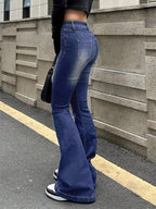 Jeans Acampanados Retro de Mujer | Ticotrendy Denim Elástico Cintura Media Estilo Casual