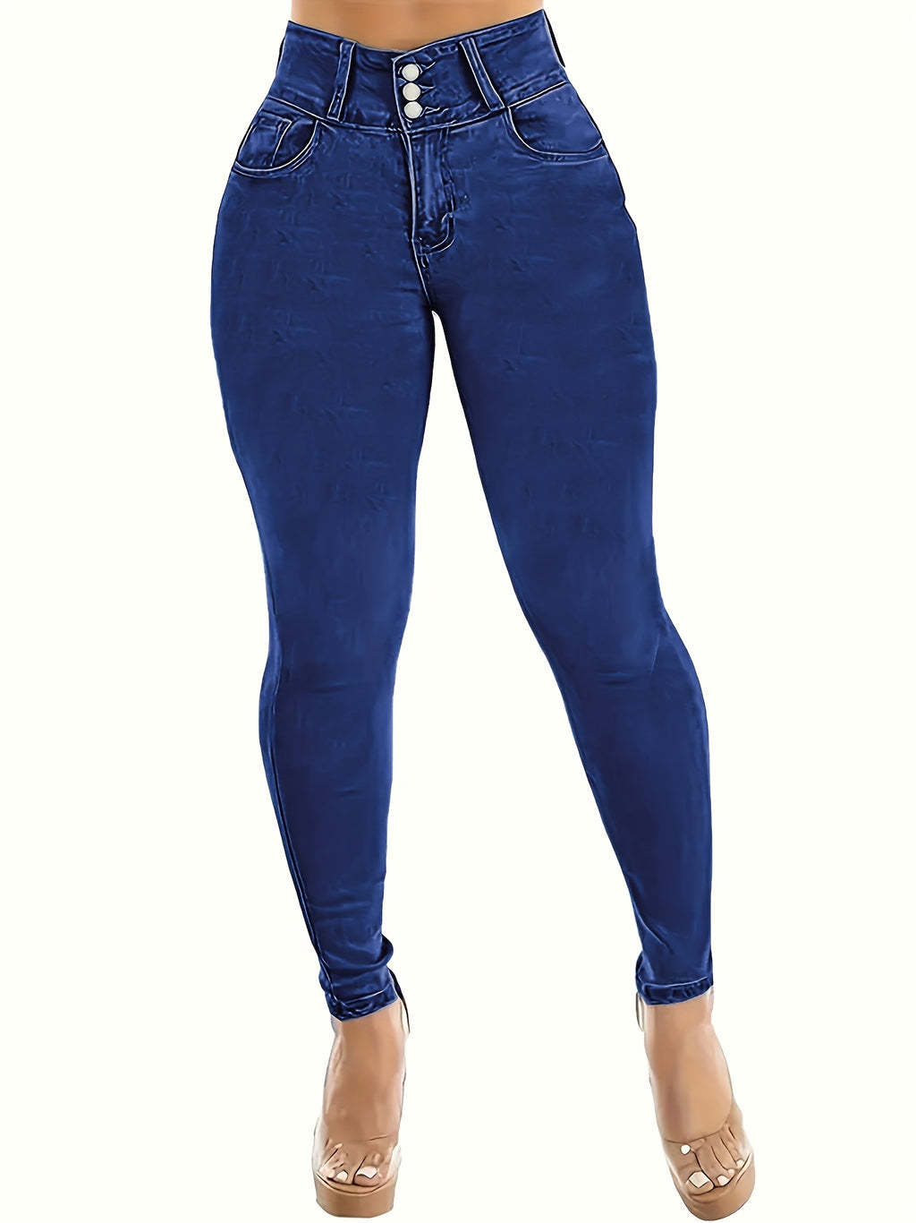 Jeans Skinny Cortos de Mujer | Ticotrendy Denim Elástico Cintura Media Casual Estilizado
