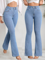 Jeans Acampanados Elásticos Mujer | Ticotrendy Denim Azul Claro Ajuste Cómodo Elegante