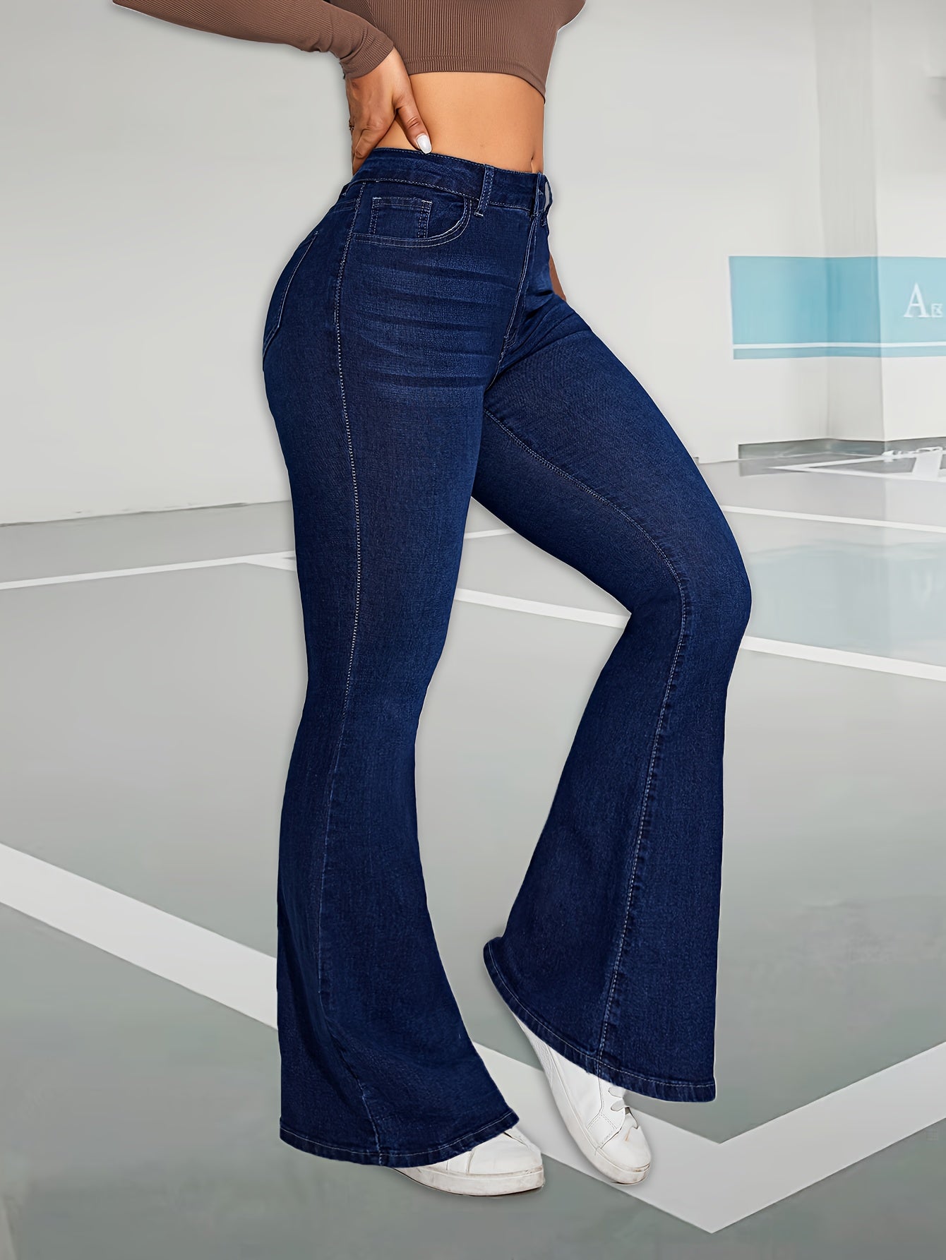 Jeans Acampanados Elegantes Mujer | Ticotrendy Denim Cintura Alta Elástico Estilo Flare