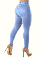 Jeans Skinny Cortos de Mujer | Ticotrendy Denim Elástico Cintura Media Casual Estilizado