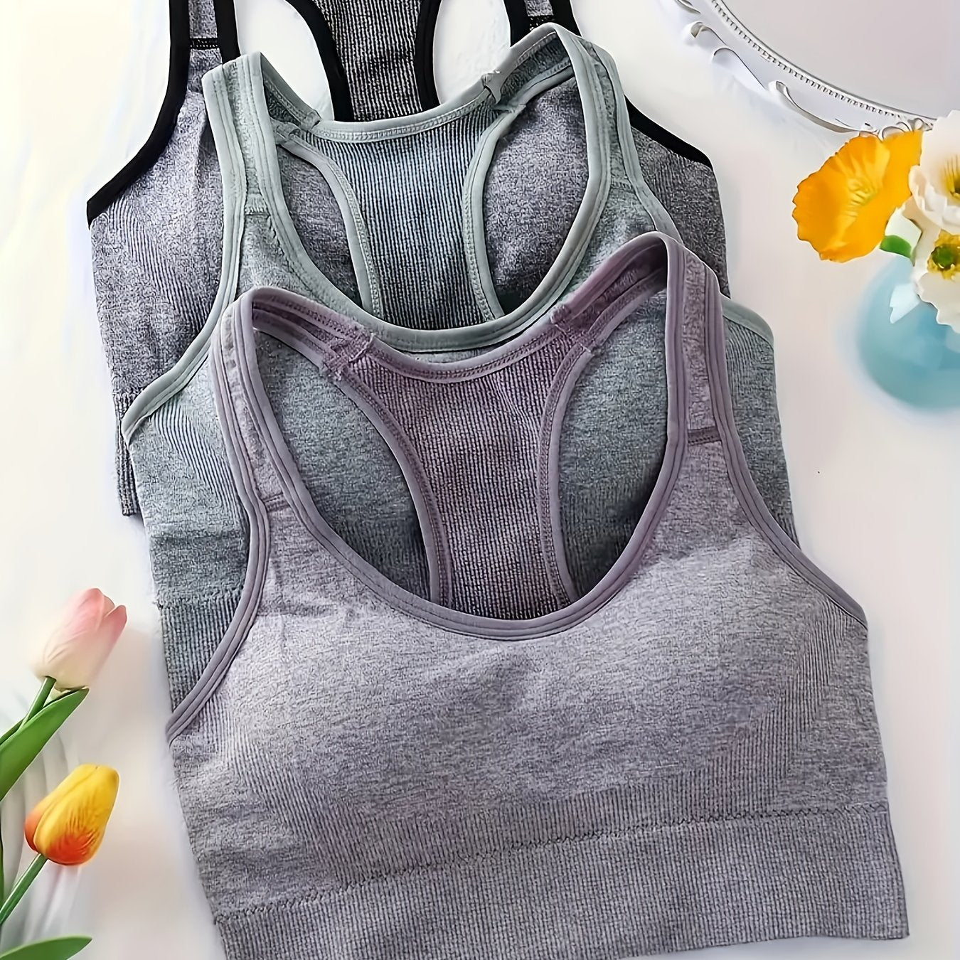 Conjunto 3 Tops Sin Costuras | Espalda Cruzada | Colores Múltiples | Ticotrendy