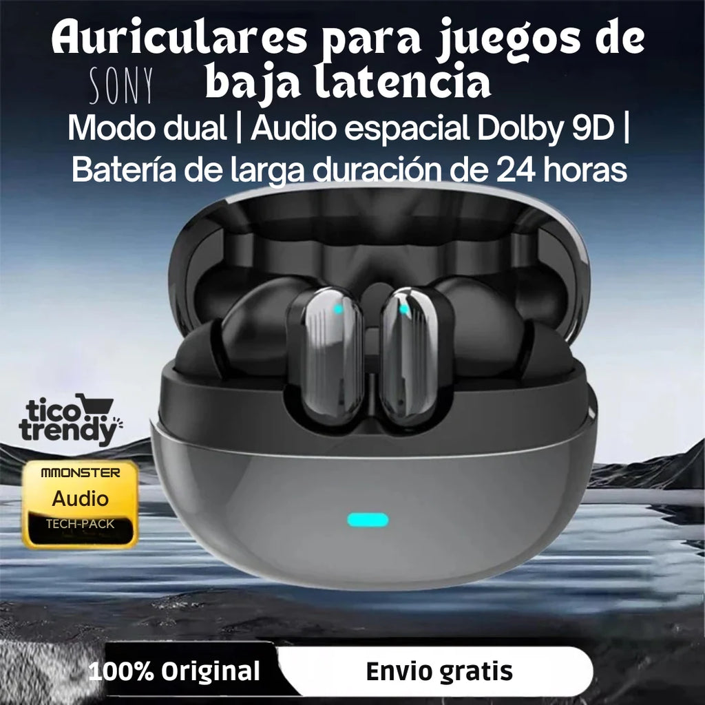 Auriculares gaming de baja latencia con audio espacial Dolby 9D, vendidos por TicoTrendy, 100% Originales y con envío gratis.