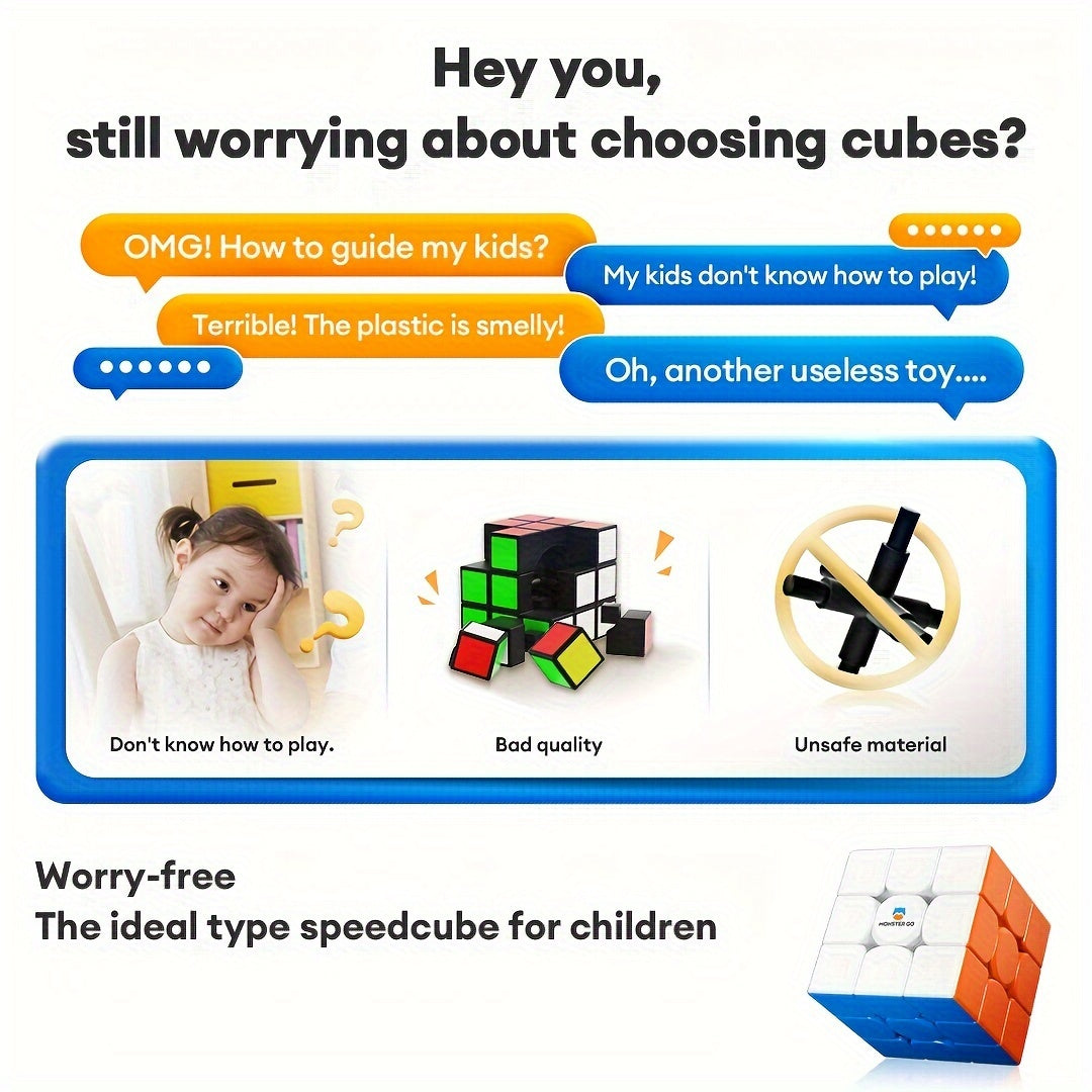 Cubo Velocidad Magnético Monster Go | 3x3 Stickerless | Juguete Educativo