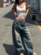 Jeans Rectos Vintage Mujer | Ticotrendy Denim Clásico Lavado Loose Fit Casual