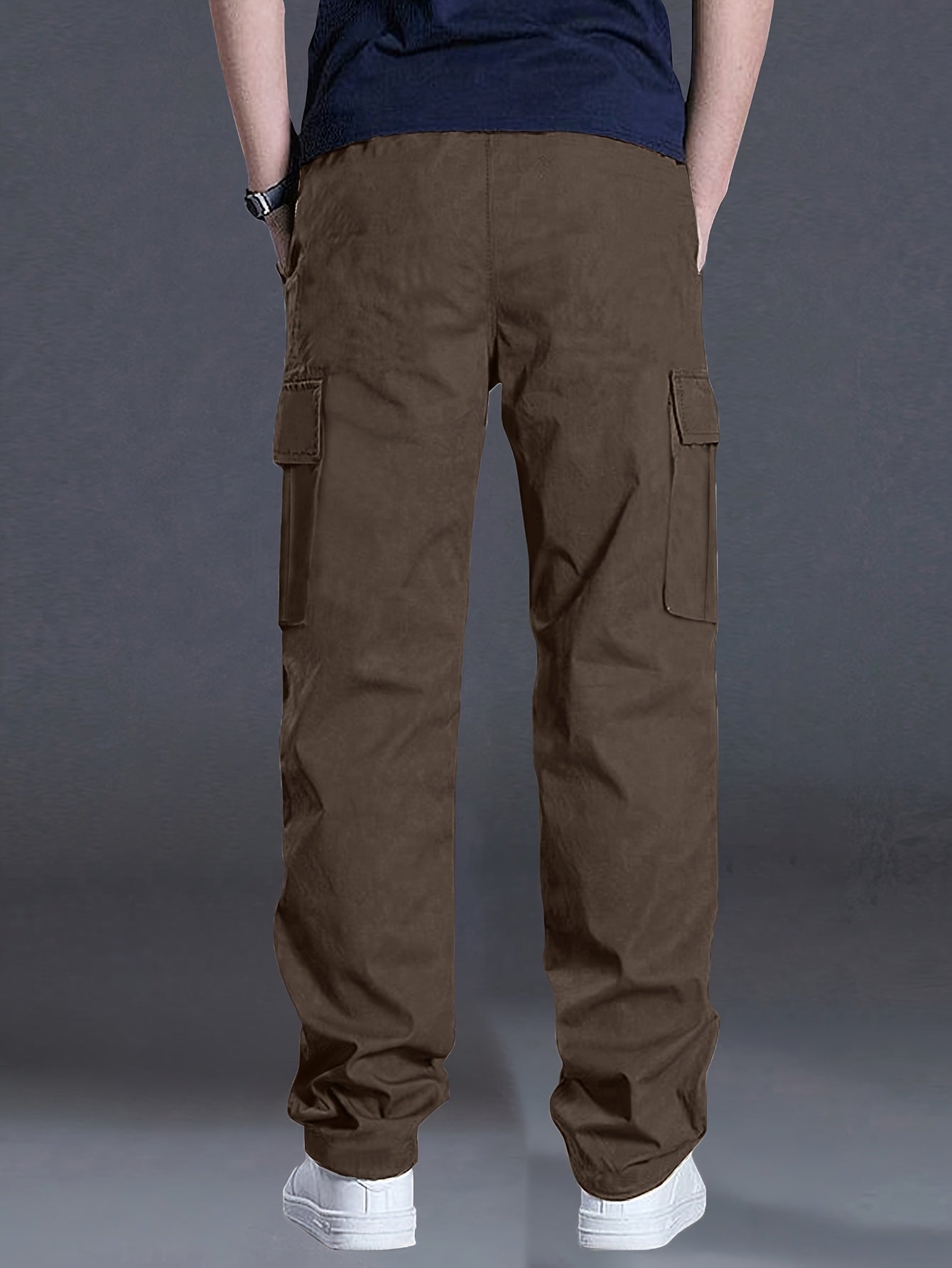Men'S Outdoor Casual Cargo Pants - Loose Fit, Drawstring Waist, Multiple Pockets, Solid Color, All-Season Comfort for Hiking & Weekend Activities, Hiking Pants, Durable Fabric, Men Pants, Cargo Pants Men, Men Trouser, Men Spo