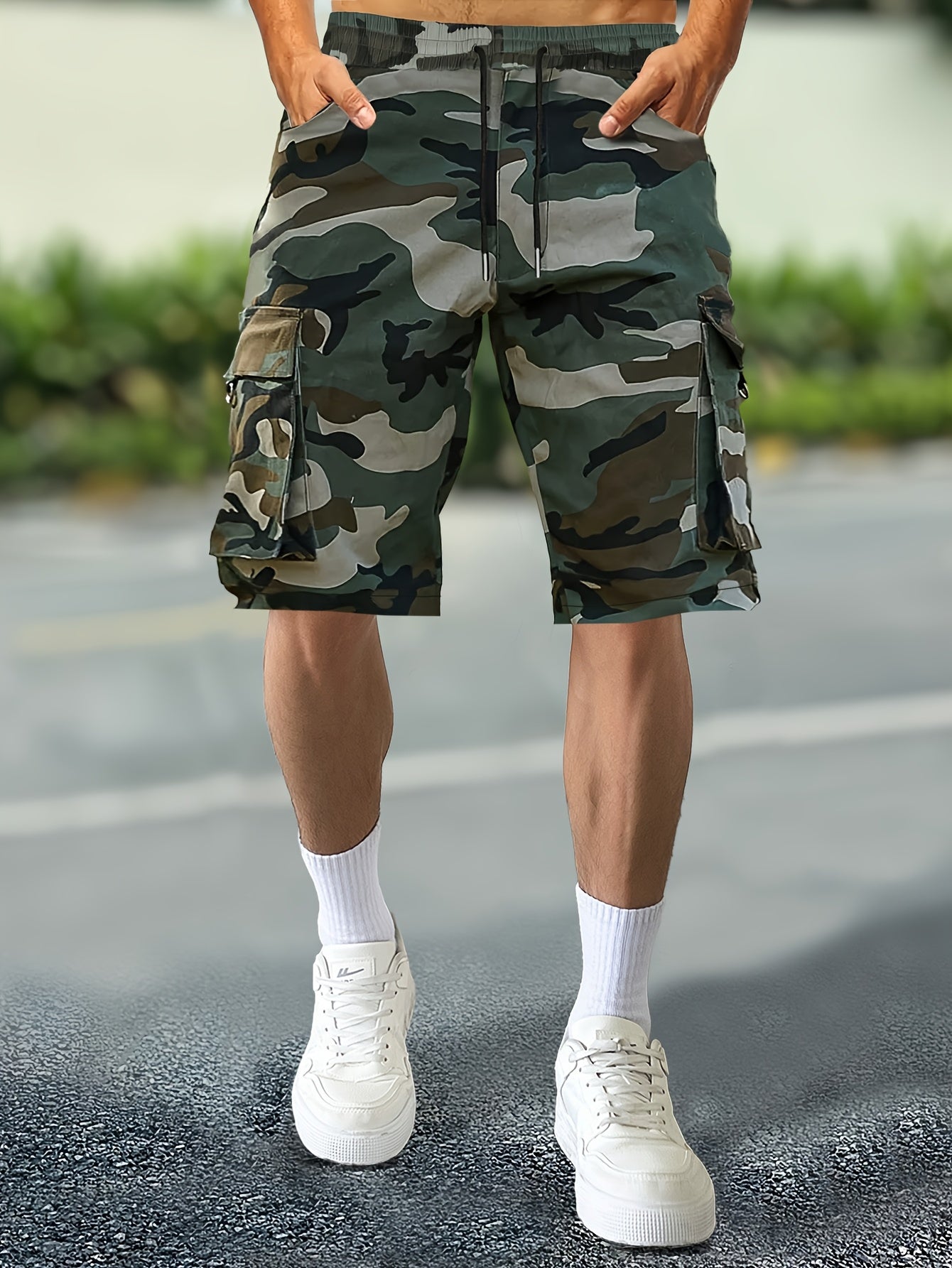 Pantalones Cargo Camuflaje Hombre | Corte Holgado, Multibolsillos | Senderismo y Viajes