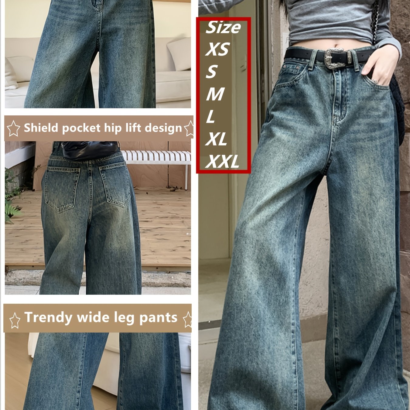 Jeans Pierna Ancha Retro Mujer | Ticotrendy Denim Sin Elasticidad Bota Recta Elegante