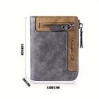 Cartera de hombre retro de piel sintética con cremallera y tarjetero.
