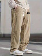 Men's corduroy casual pants, stylish and loose wide-leg pants, straight-cut sport pants, elastic waist drawstring baggy sweatpants for men sweatpants baggy
