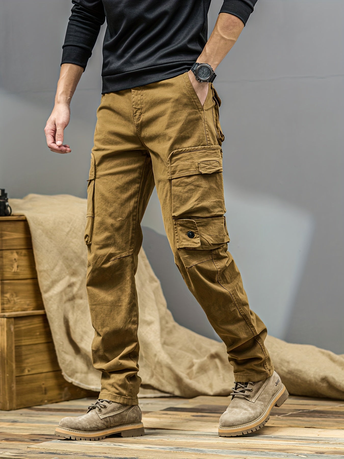 Men's Cargo Pants - Heavy-Duty Multi-Pocket Work Trousers, All-Season Machine Washable Pants with Utility Cargo Design for Construction, Travel, Everyday Carry - Mid-Rise Regular Fit Cargo Pants for Men, Outdoor Activities, S