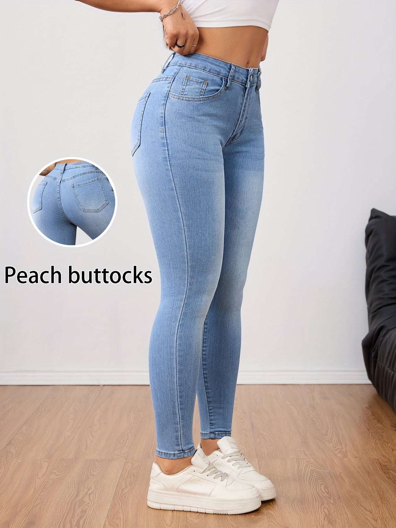 Jeans Skinny de Mujer | Denim Elástico Azul Claro Efecto Levantamiento