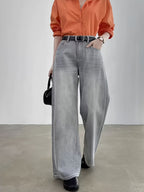 Jeans Pierna Ancha Retro Mujer | Ticotrendy Denim Sin Elasticidad Bota Recta Elegante