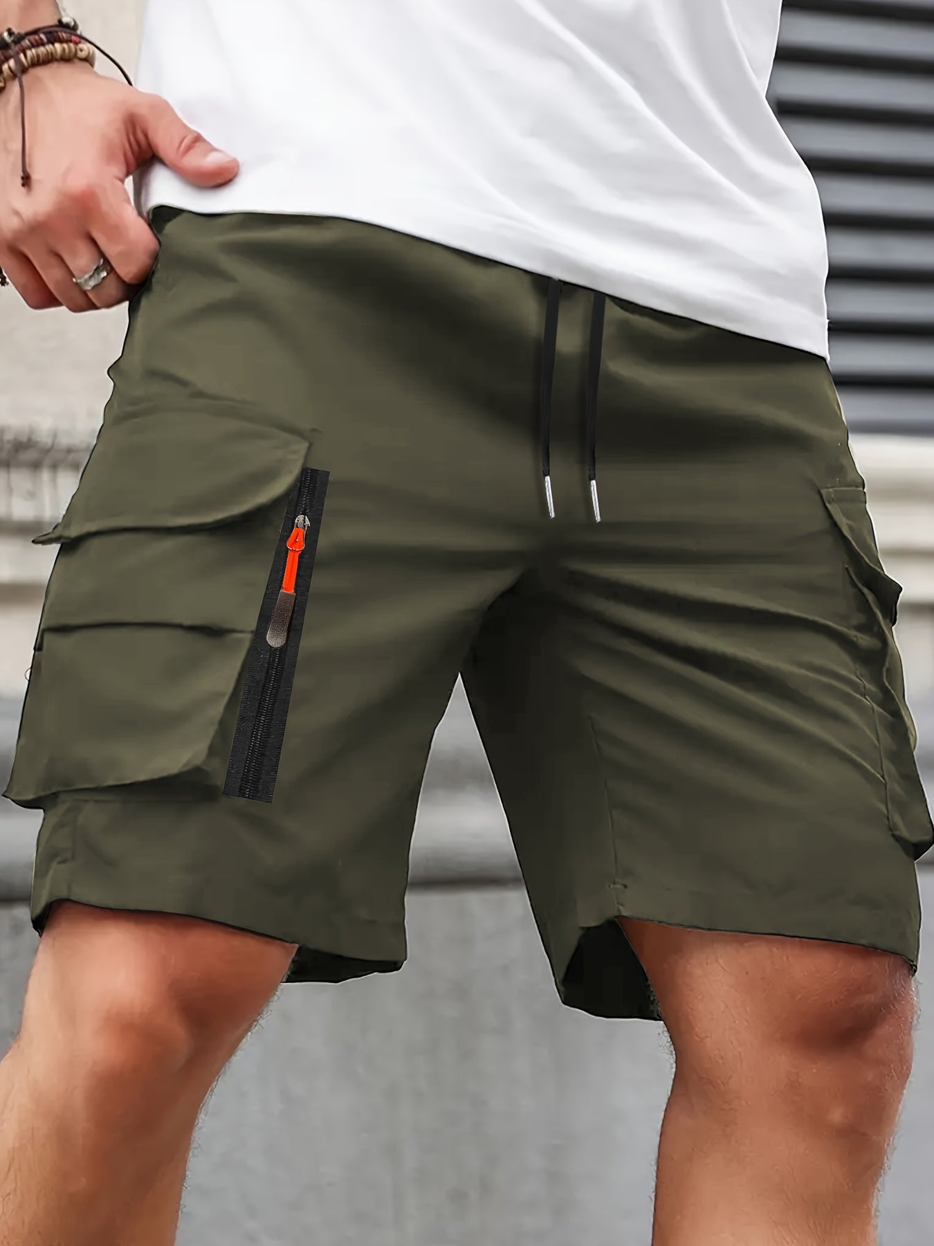 Shorts Cargo Casuales Hombre | Corte Holgado | Múltiples Bolsillos con Cremallera