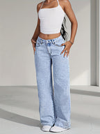 Jeans Pierna Ancha Recta Mujer | Denim Clásico Loose Estilo Elegante Casual