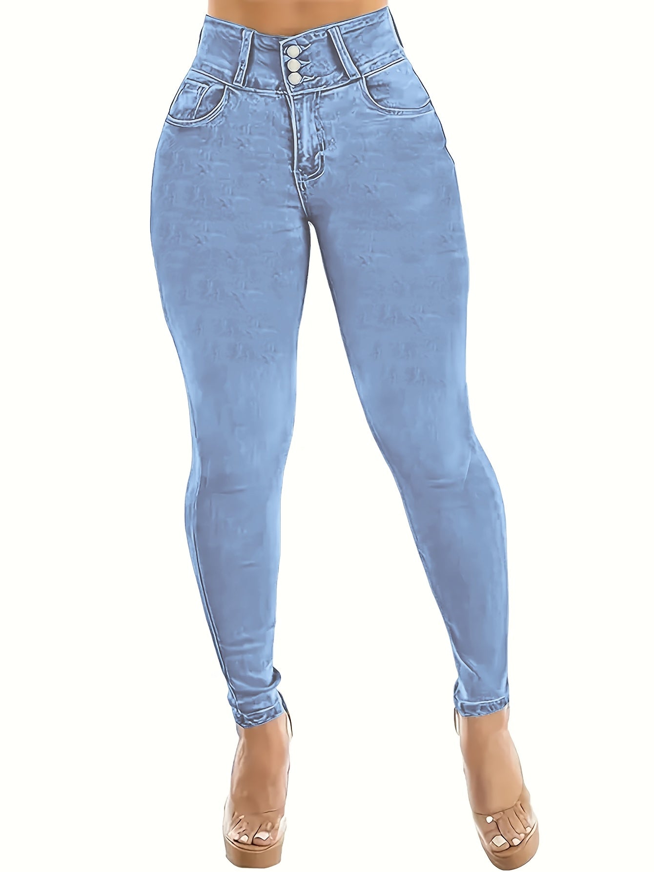 Jeans Skinny Cortos de Mujer | Ticotrendy Denim Elástico Cintura Media Casual Estilizado