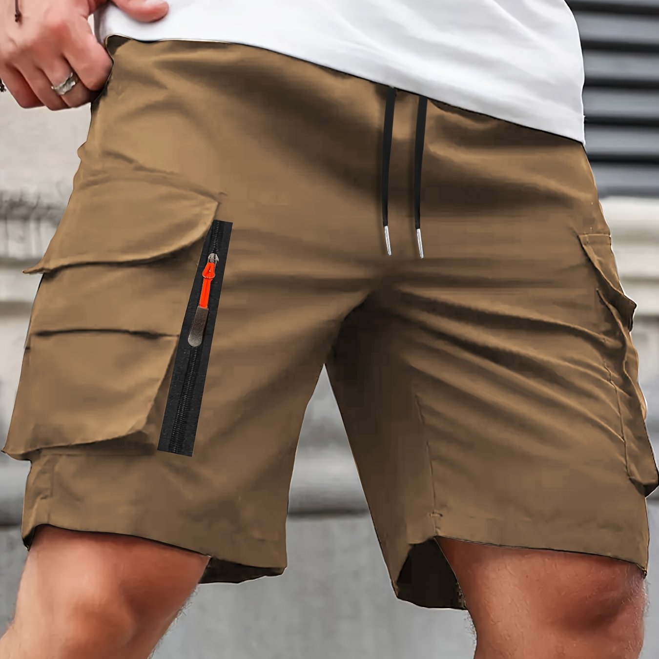 Shorts Cargo Casuales Hombre | Corte Holgado | Múltiples Bolsillos con Cremallera