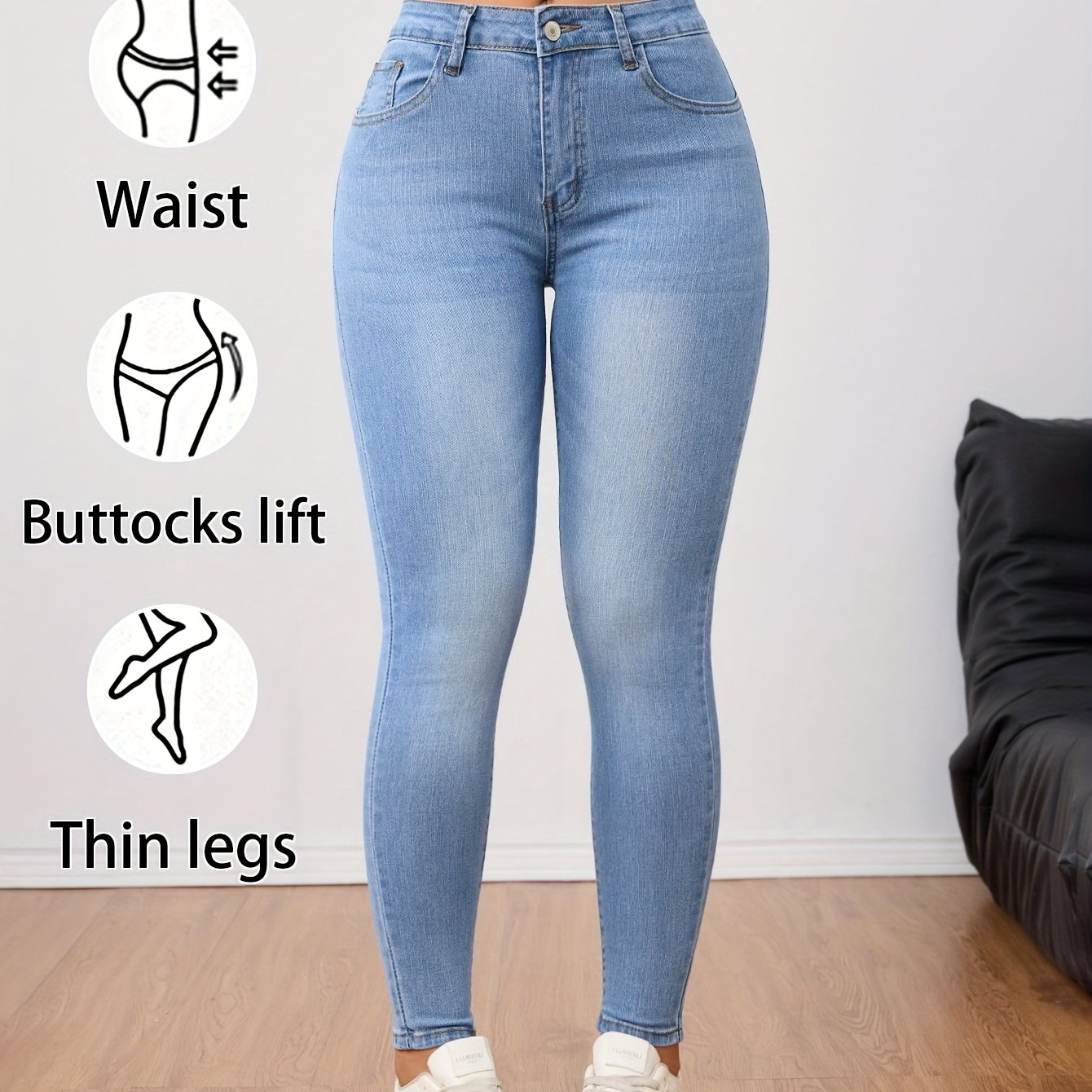 Jeans Skinny de Mujer | Denim Elástico Azul Claro Efecto Levantamiento
