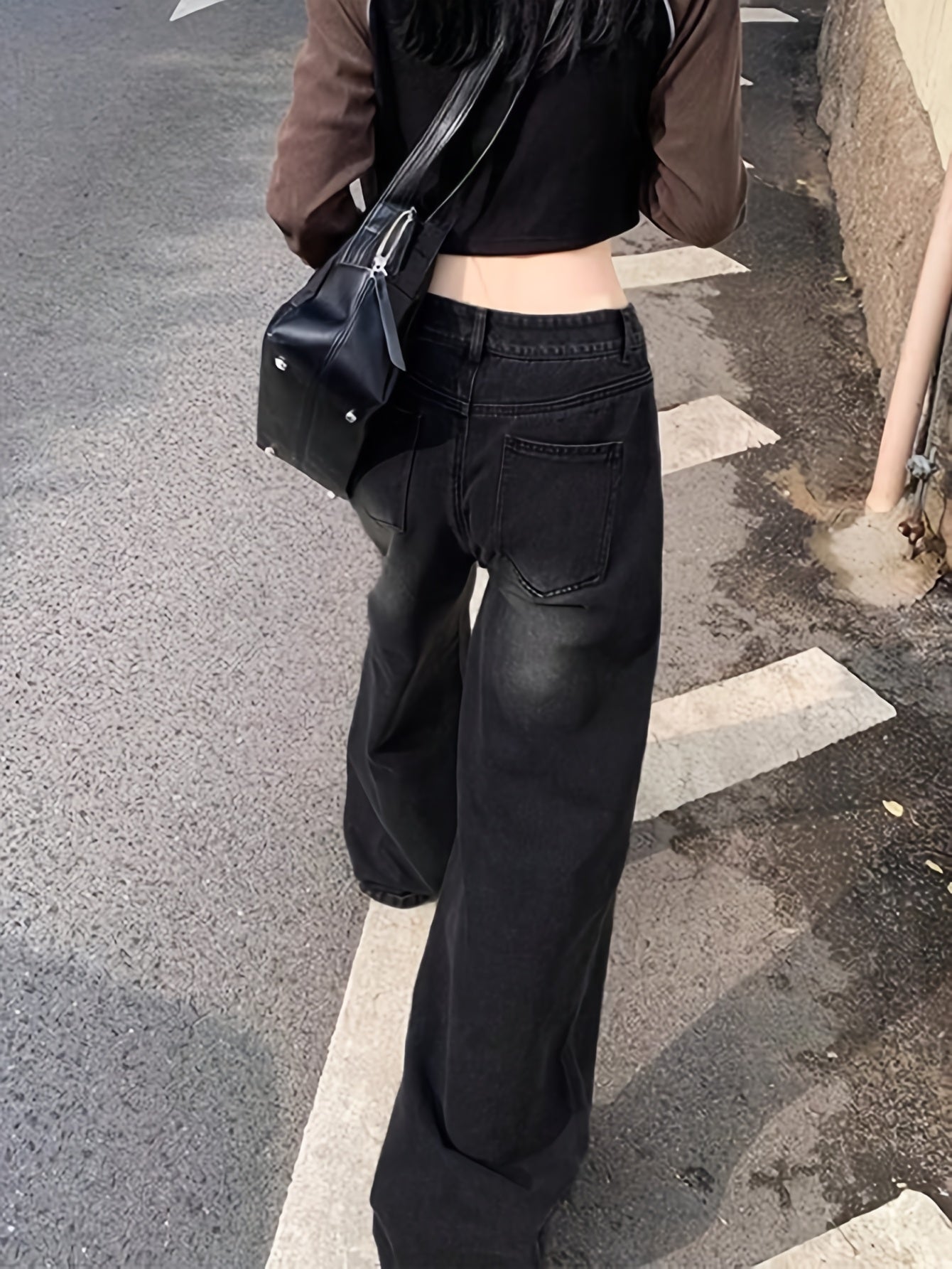 Pantalones Jeans Mujer Tiro Alto | Pierna Ancha | Tela No Elástica | Diseño Vintage