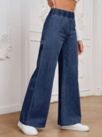 Jeans Rectos Anchos | Ticotrendy Denim Elástico Cintura Alta Control Abdominal Casual