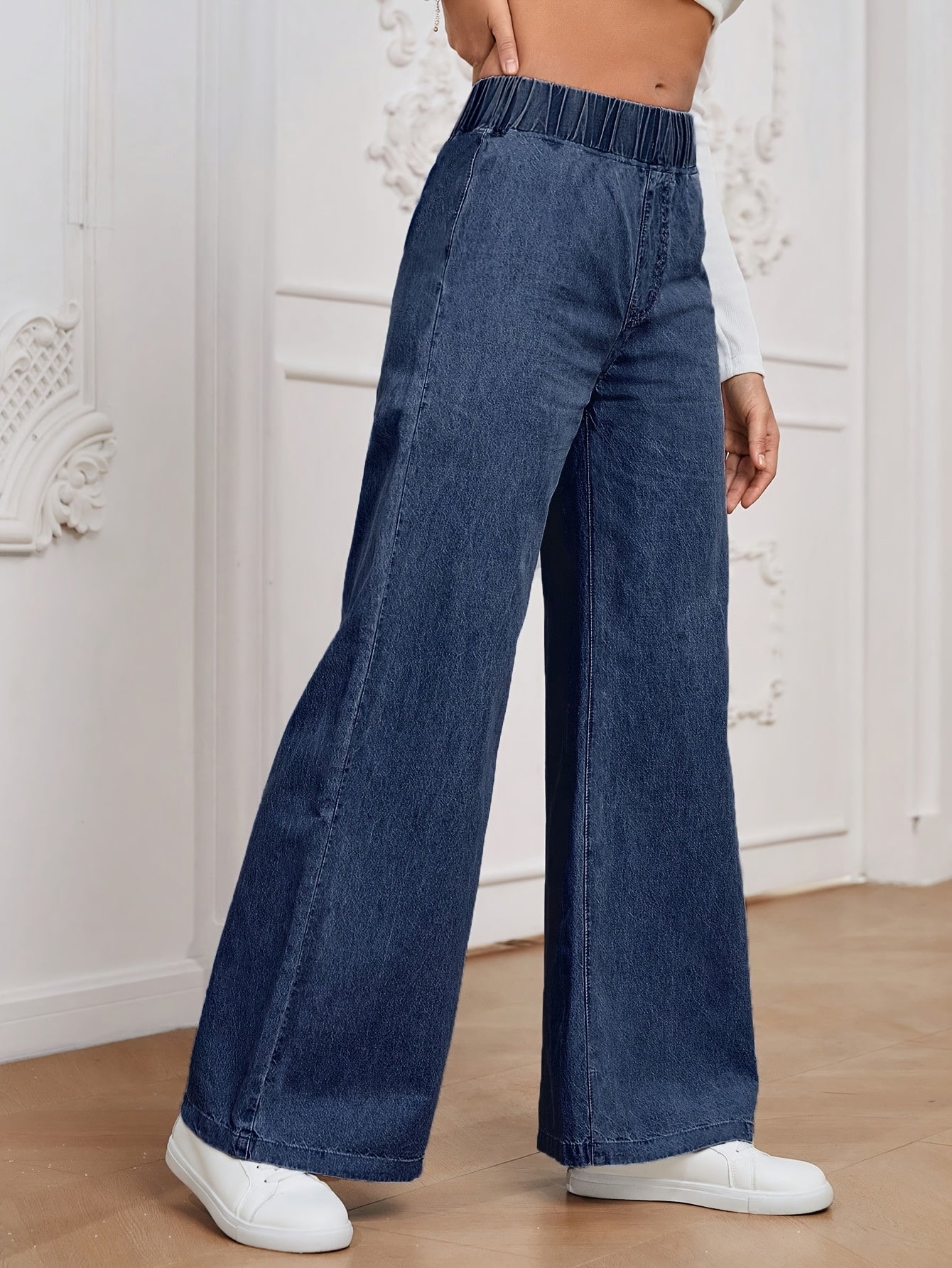 Jeans Rectos Anchos | Ticotrendy Denim Elástico Cintura Alta Control Abdominal Casual