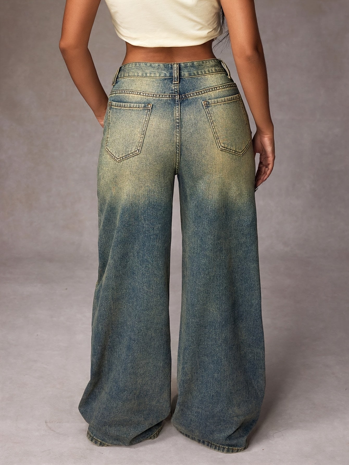 Jeans Pierna Ancha Vintage Mujer | Ticotrendy Poliéster Elástico Suave Estilo Casual Diario