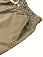 3pcs Men'S Casual Solid Color Joggers - Multiple Flap Pockets, Drawstring Waist, Polyester, Outdoor Work Pants, Jogging Pants